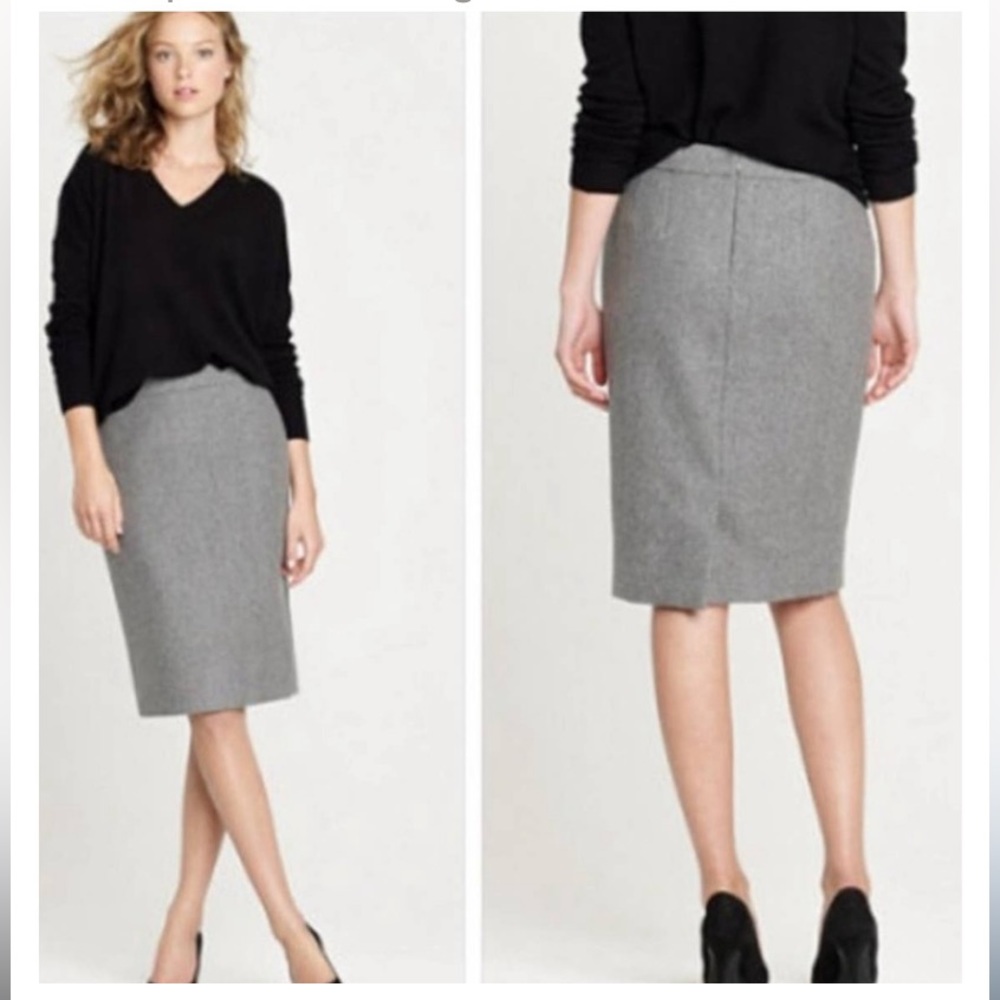 J.CREW light gray wool pencil skirt, Size 4, heather gray fully lined EUC
